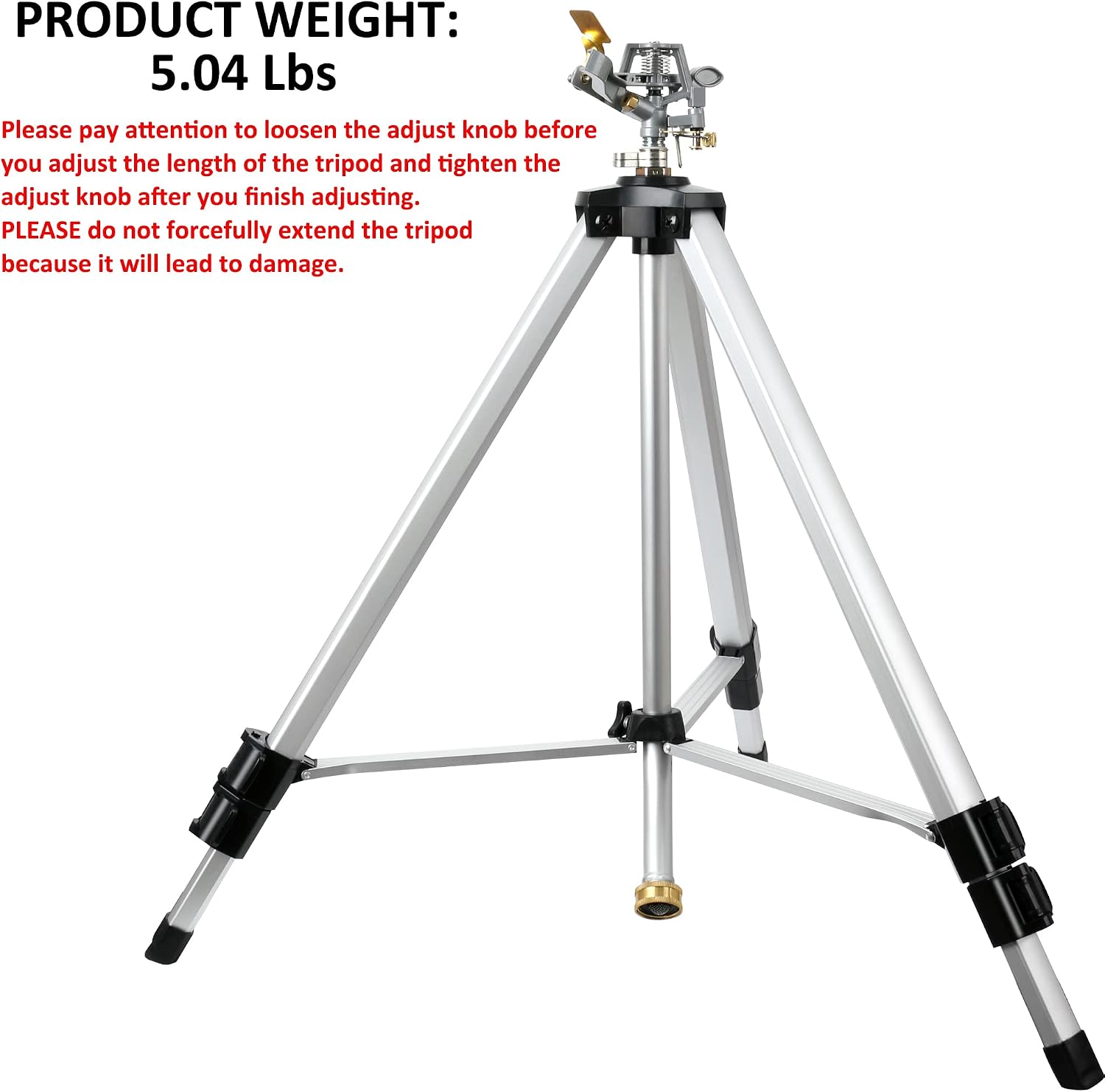 STYDDI Heavy Duty Impact Sprinkler on Tripod Base, Extra Tall Metal Pulsating Telescoping Tripod Sprinkler for Large