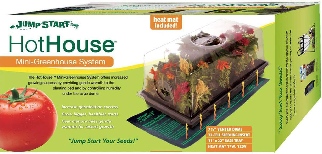 Jump Start CK64060 120V 17W Germination Hot House with Heat Mat, Watertight Tray, Cell Insert and 7" Humidity Dome