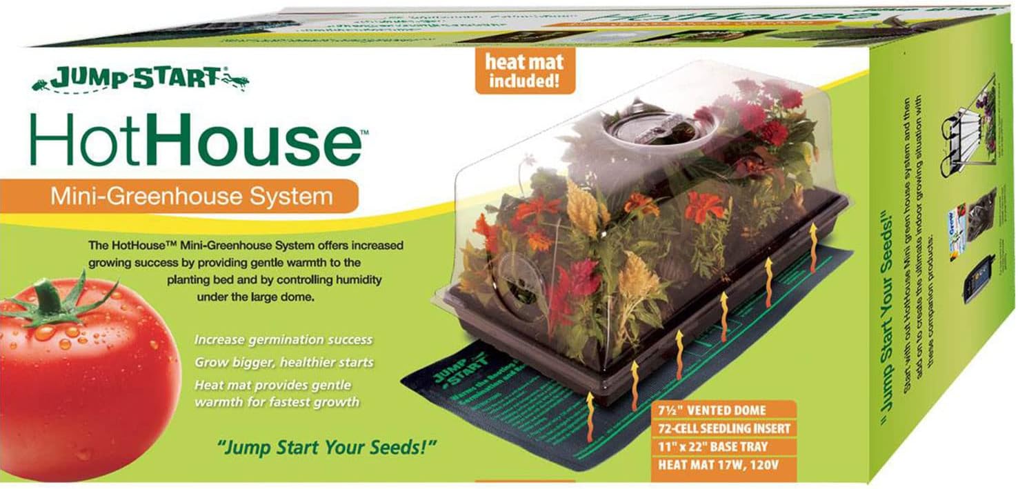 Jump Start CK64060 120V 17W Germination Hot House with Heat Mat, Watertight Tray, Cell Insert and 7" Humidity Dome