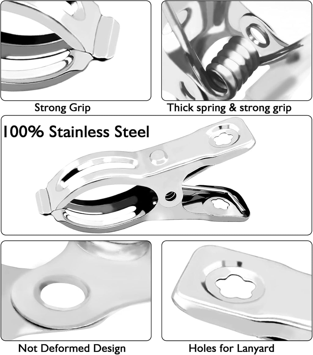 BESTEEL Upgraded 100 PCS Garden Clips, Greenhouse Clamps 100% Stainless Steel Heavy Duty Greenhuose Clips for Netting