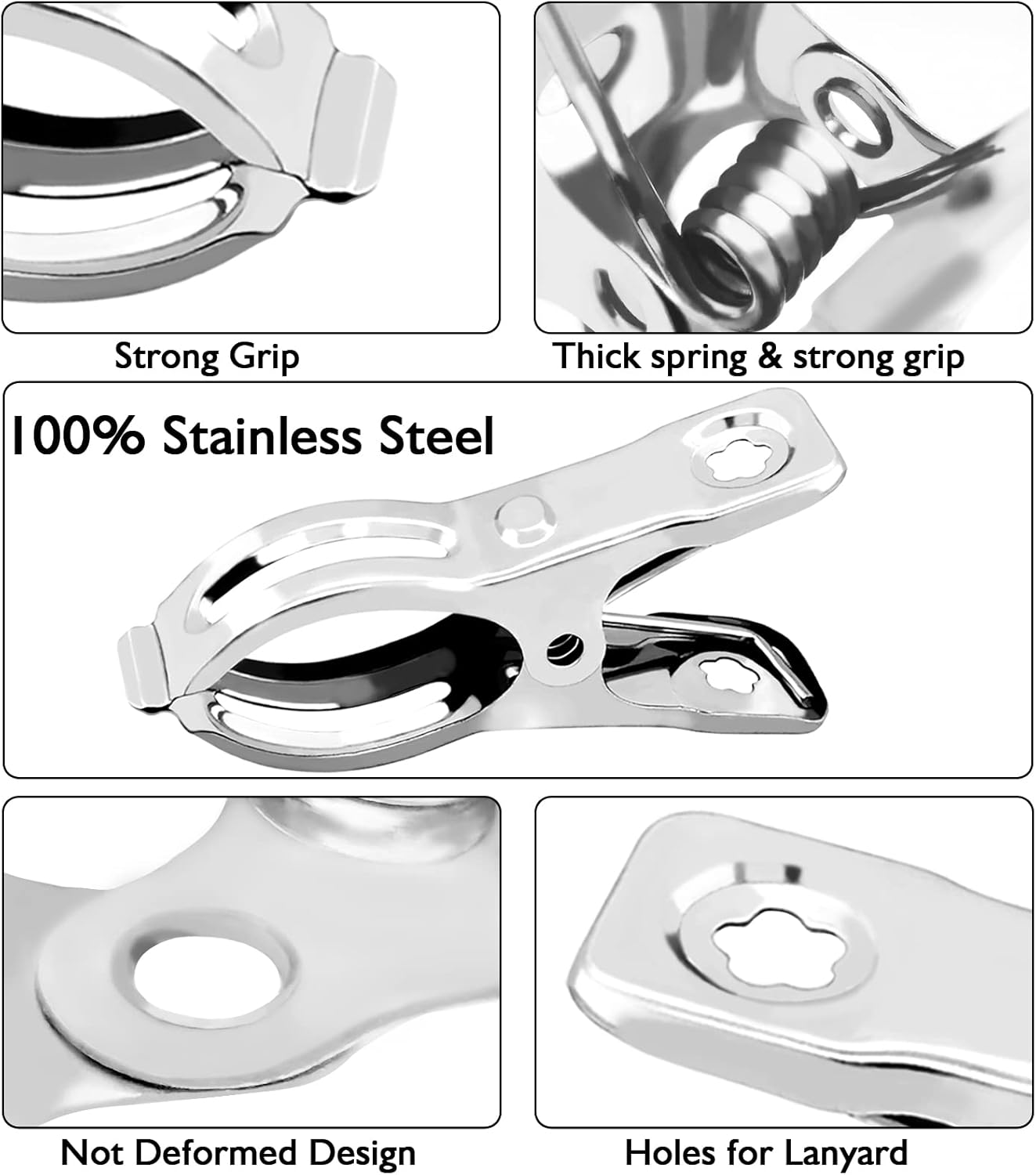 BESTEEL Upgraded 100 PCS Garden Clips, Greenhouse Clamps 100% Stainless Steel Heavy Duty Greenhuose Clips for Netting