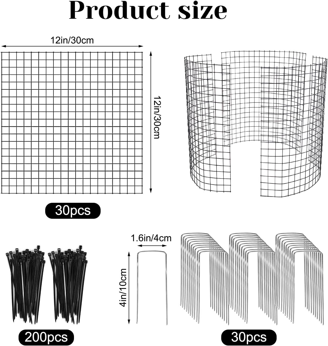 10 Pack Round Plant Protector from Animals, 12'' x 12'' Metal Plant Cages，30Pcs Metal Mesh to Keep Animals Out, Garden