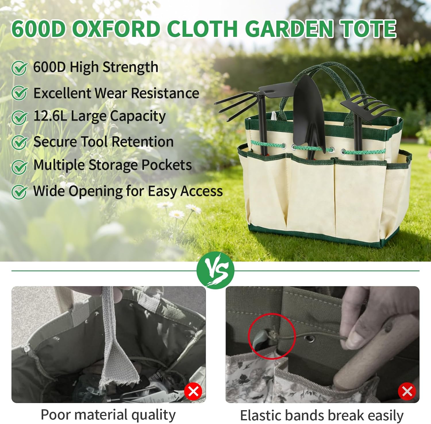 10 Pcs Gardening Tool Set - Heavy Duty Garden Kit with Stainless Steel Pruning Shears, Trowel Garden Tool, Kneeling