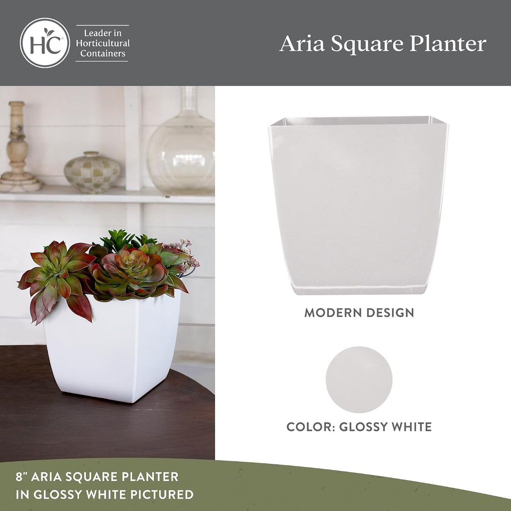 The HC Companies Aria Self Watering Square Plant Pot w/Drainage - Planters for Outdoor Plants & Indoor Plants