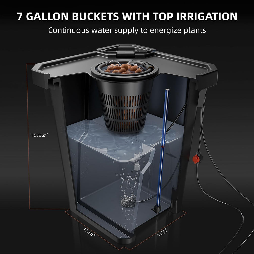 Spider Farmer DWC Hydroponics Growing System Kit 4 Buckets for Indoor Plant | 7-Gallon Deep Water Culture, New