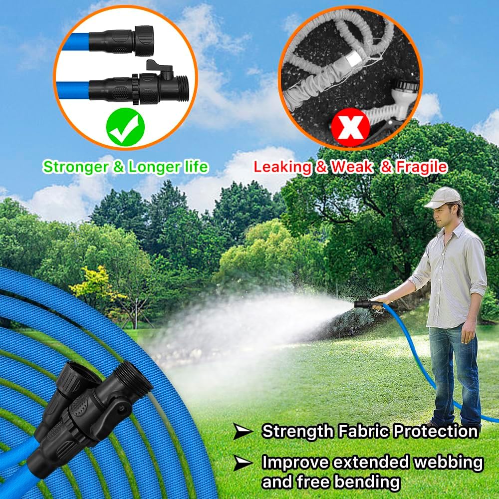 Garden Hose, 75ft Water Hose, Lightweight Outside Lawn Hose, Outdoor Hose for Yard Backyard, Collapsible & Car Wash