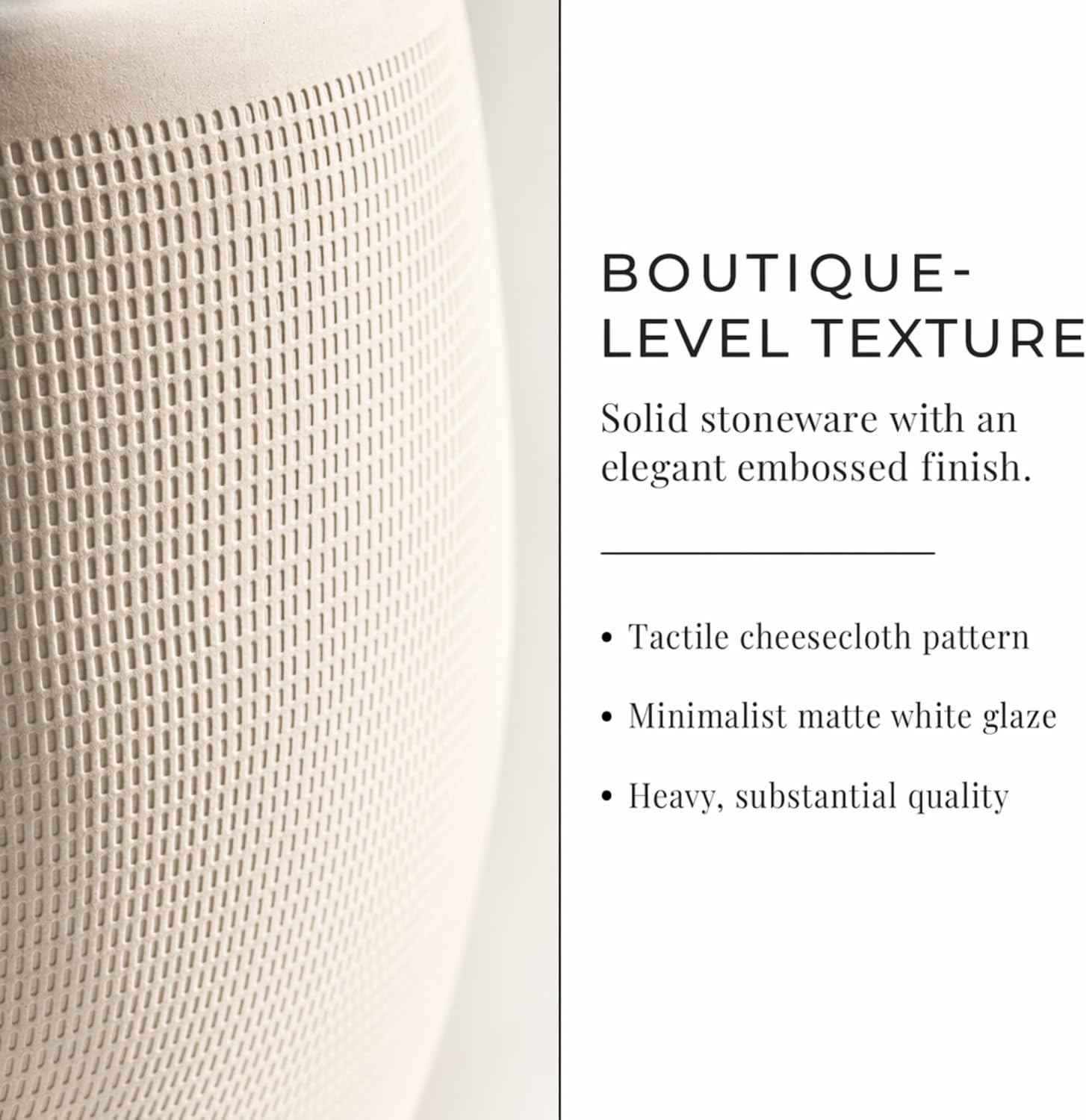 Creative Co-Op Large Matte White Embossed Stoneware Planter
