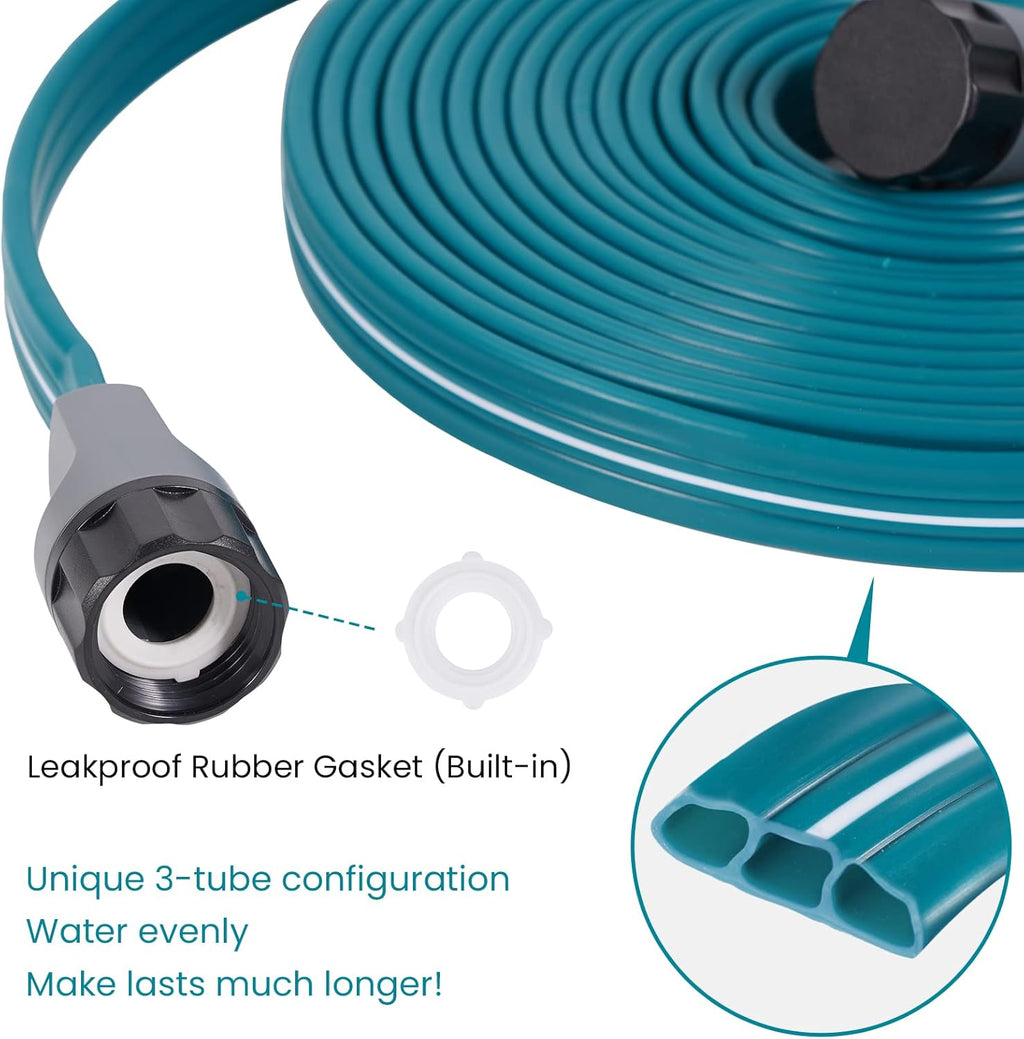 LINEX Sprinkler Soaker Hose 15ft x 2, Garden Lawn Watering Hose with Stakes