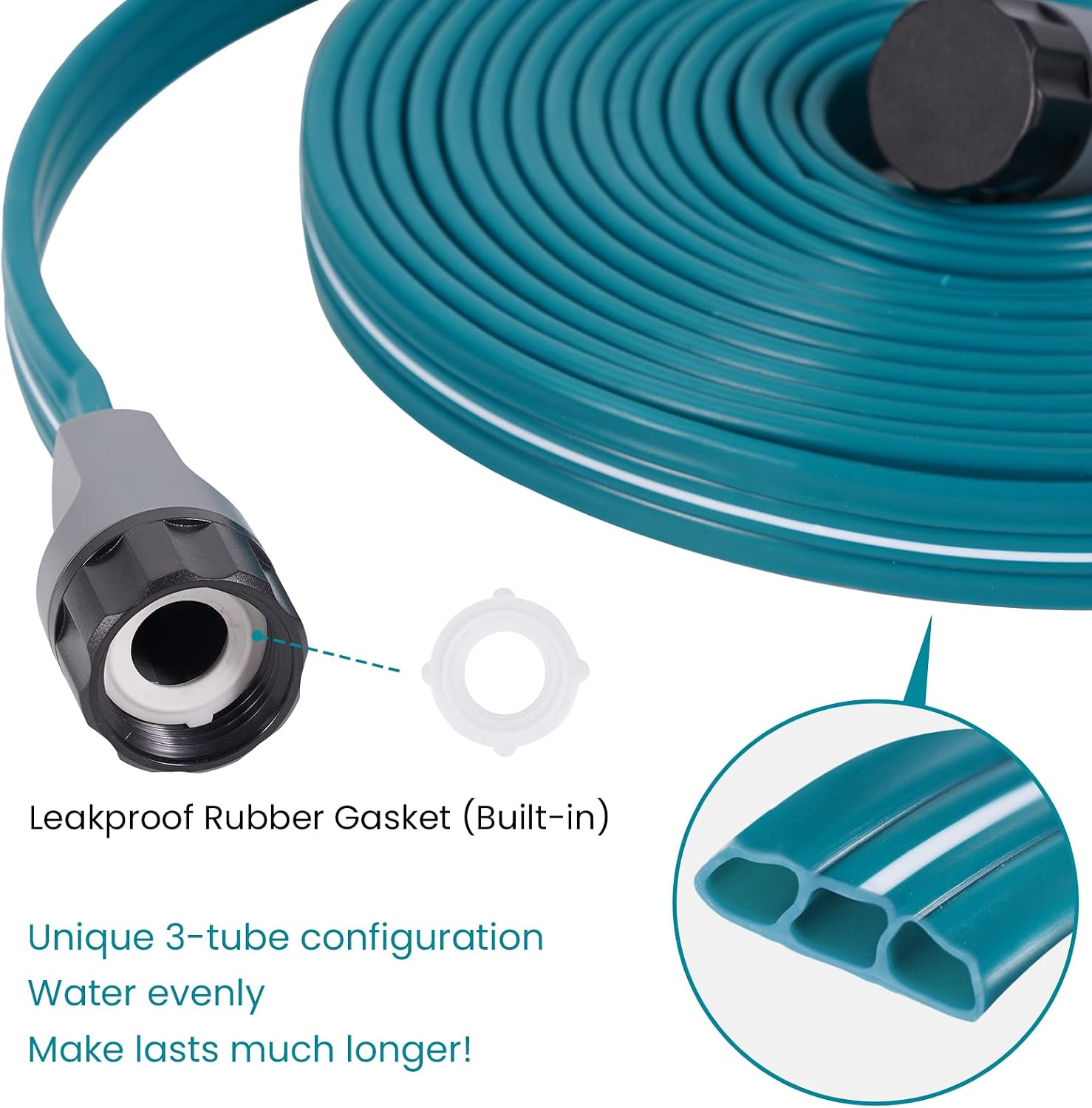 LINEX Sprinkler Soaker Hose 75 ft for Garden Lawn Watering Hose with Stakes