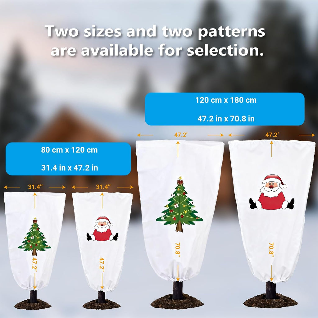 71"h x 47"w Plant Covers Freeze Protection - Reusable Tree wrap for Outdoor Plants,Cloths with Santa Claus Print