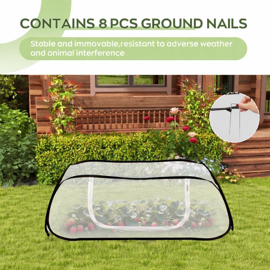 Pop Up Raised Garden Bed Cover -45''x22''x18'' Instant Plant Protection Against Bird, Pests & Squirrel，Plant Net Cover