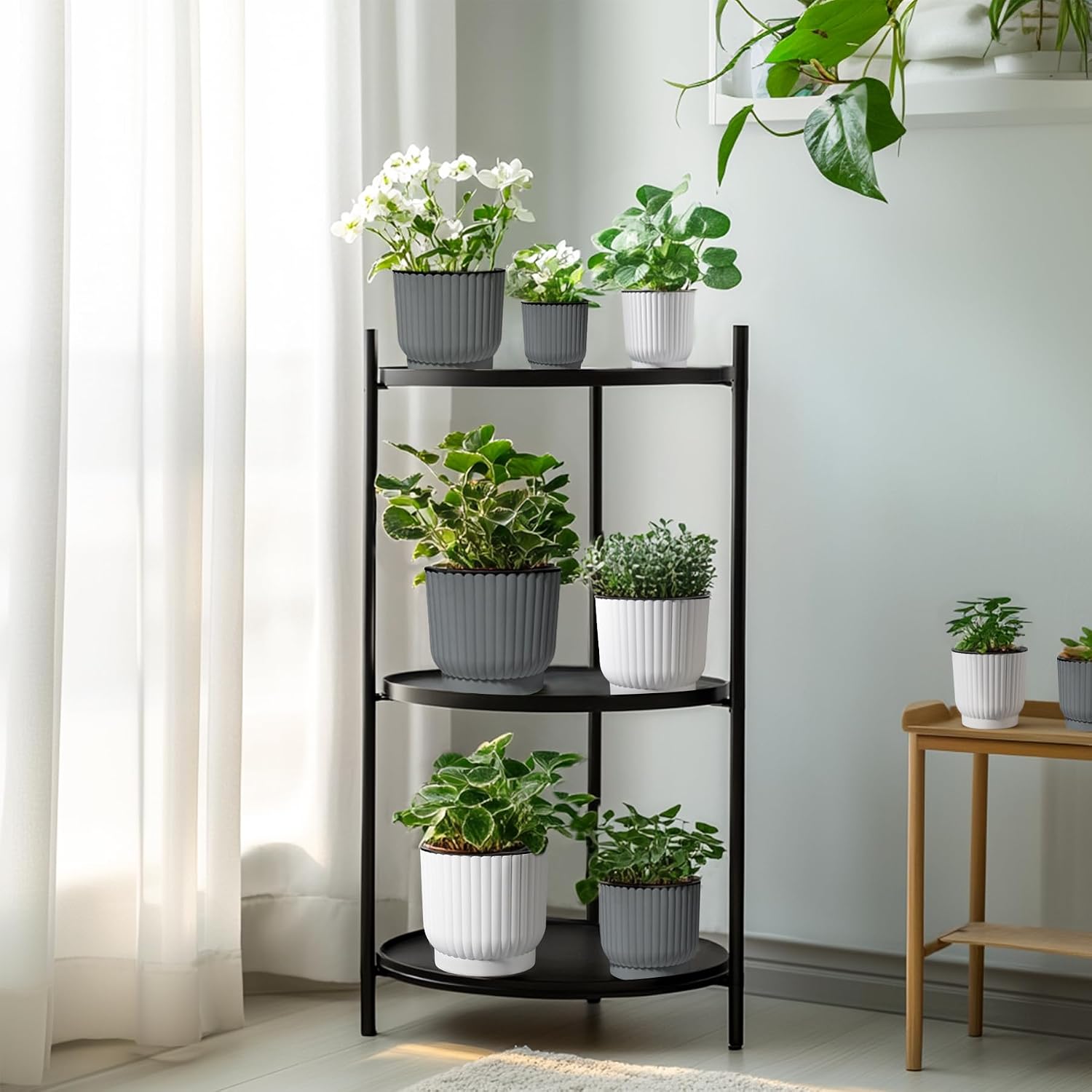 T4U Self Watering Pots for Indoor Plants, 7 Inch 4 Pack Planter Gray | African violet pothos ferns, Herb garden