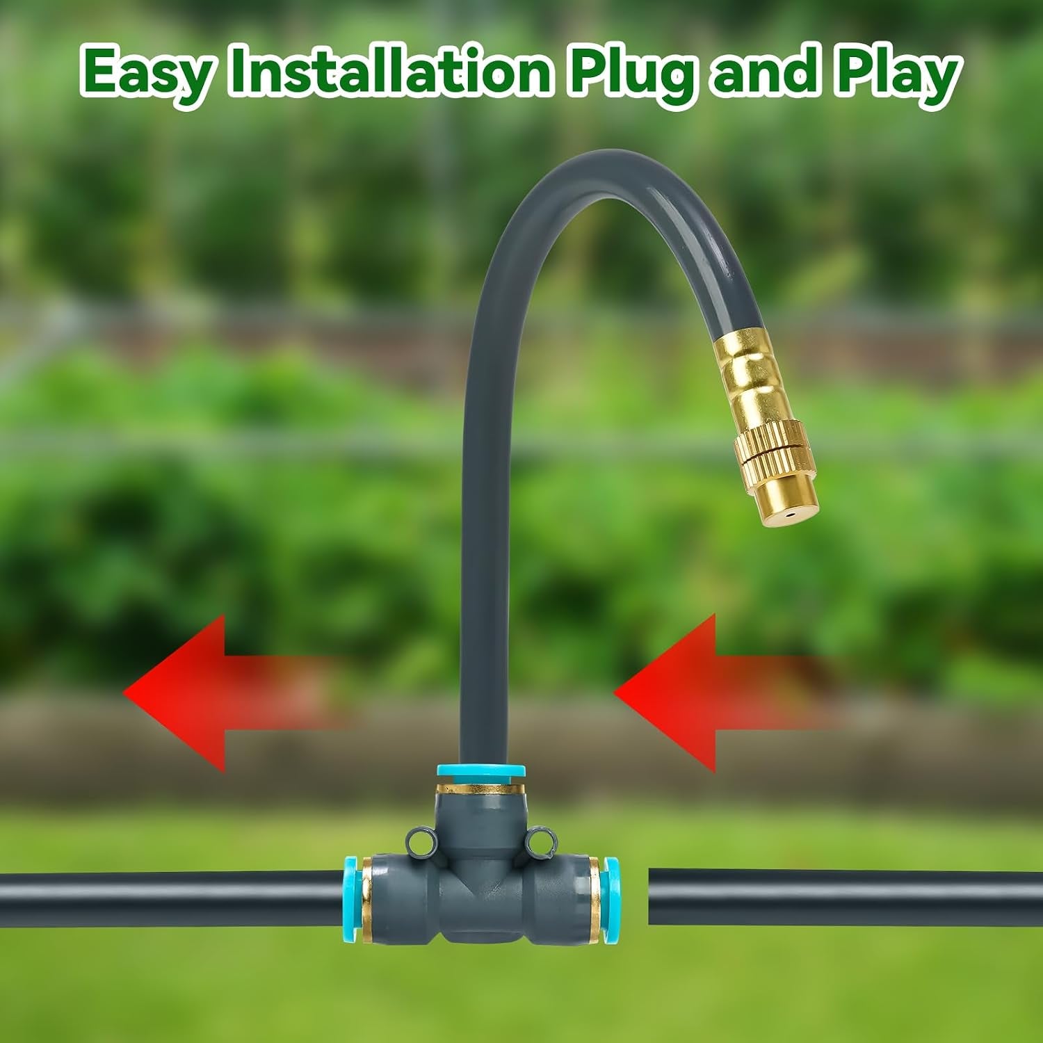360°Adjustable Drip Irrigation System,200FT Irrigation System for Garden | 32 Copper Nozzles,141Pcs Automatic Misting
