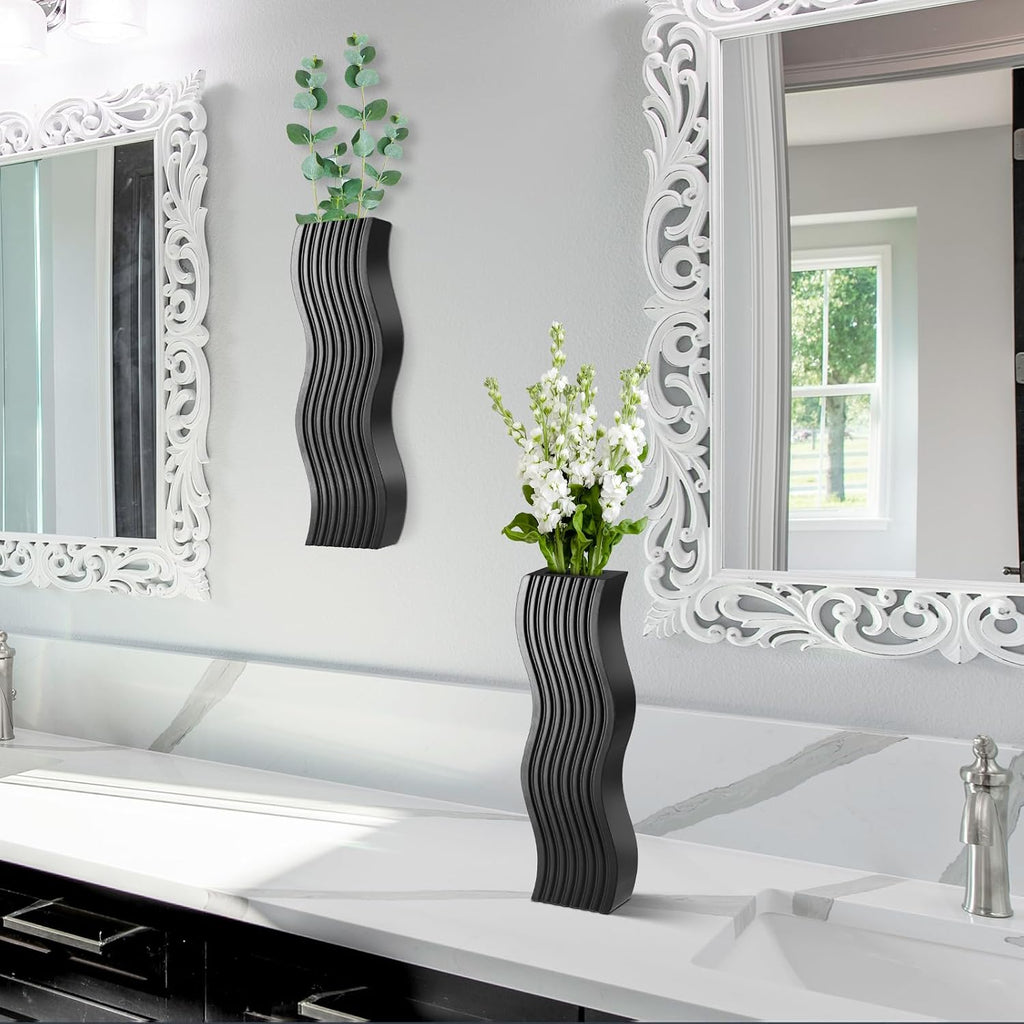 2 Pack Wall Decor Wood Wall Planters for Indoor Plants, Modern Wall Planter for Bathroom, Kitchen, Dining Room, Living