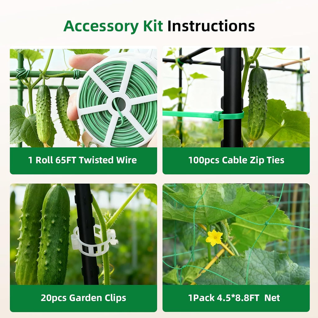 Cucumber Trellis for Raised Bed, U-Shape Garden Arch Metal Support for Climbing Plants, Metal Arch Plant Support