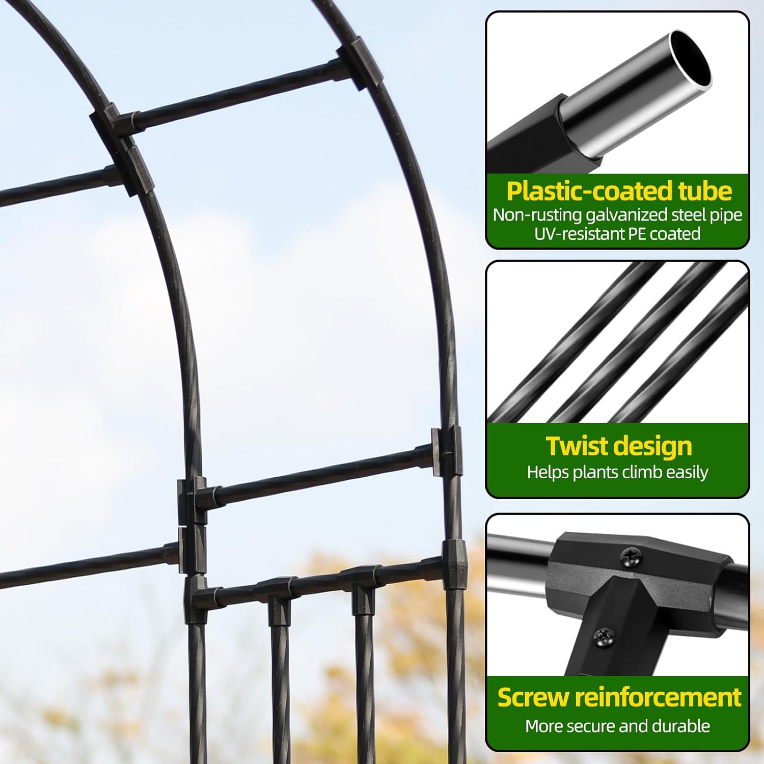 Half Arch Trellis - Garden Arch Trellis Size: 24in(L)*94.5in(H) | Garden Arch Arbor Trellis for Climbing Plants Outdoor
