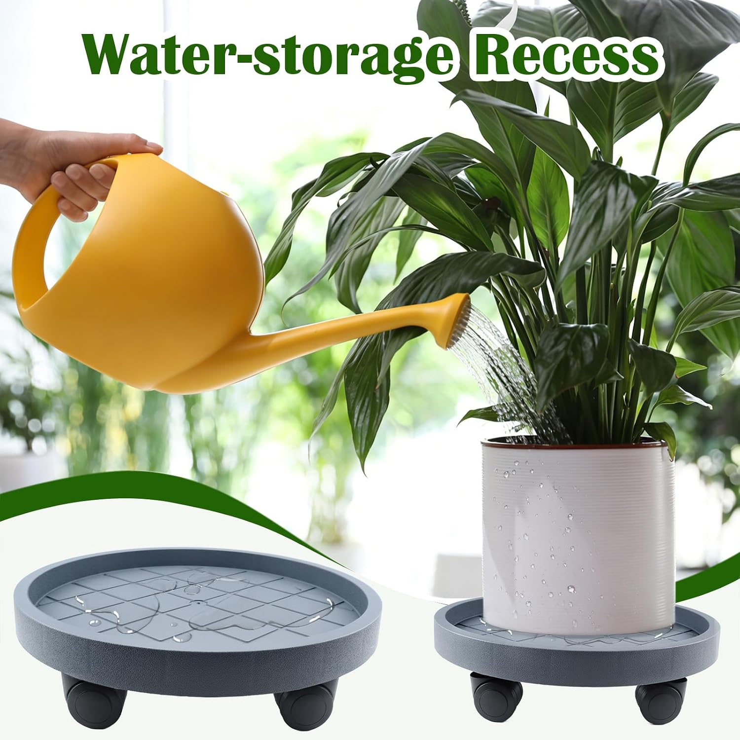 K KASONIC 12 Inch Plant Caddy with Wheels, 220LBS Capacity Rolling Plant Stand Dolly, 2 Pack Round Planter Saucer Mover