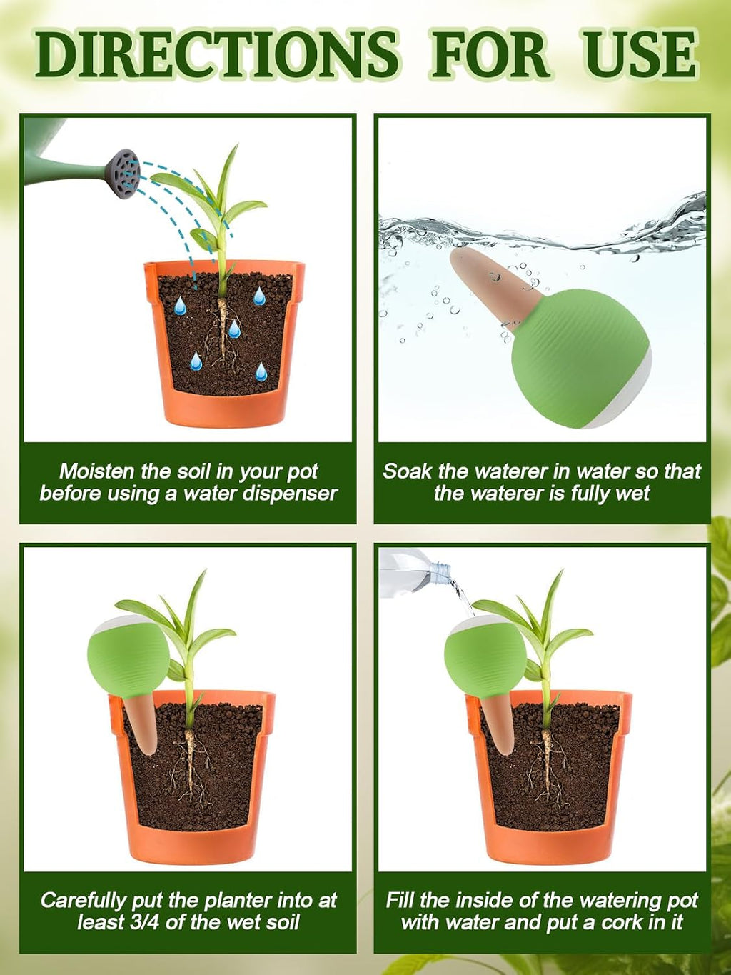 4Pcs Plant Watering Globes, Kalolary Large Terracotta Automatic Watering Stake Devices with Wooden Stopper for Pots