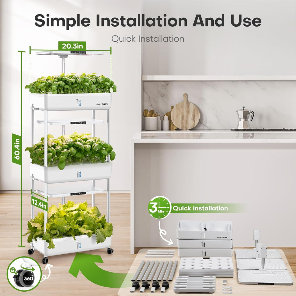 Indoor Garden Hydroponics Growing System Kit: 66 Pods Plant Herb Garden Germination Kit with LED Grow Light, 30L Large
