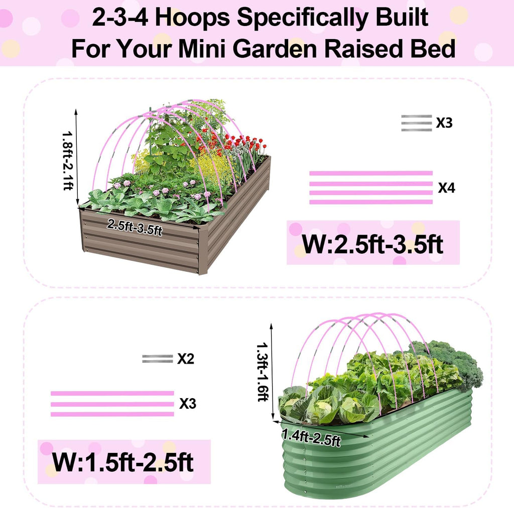 Garden Hoops 20pcs, Sunwuk Greenhouse Hoops for 1-3.5ft Wide Raised Bed, 5 Sets of 5.6ft Long Super Bendable Fiberglass