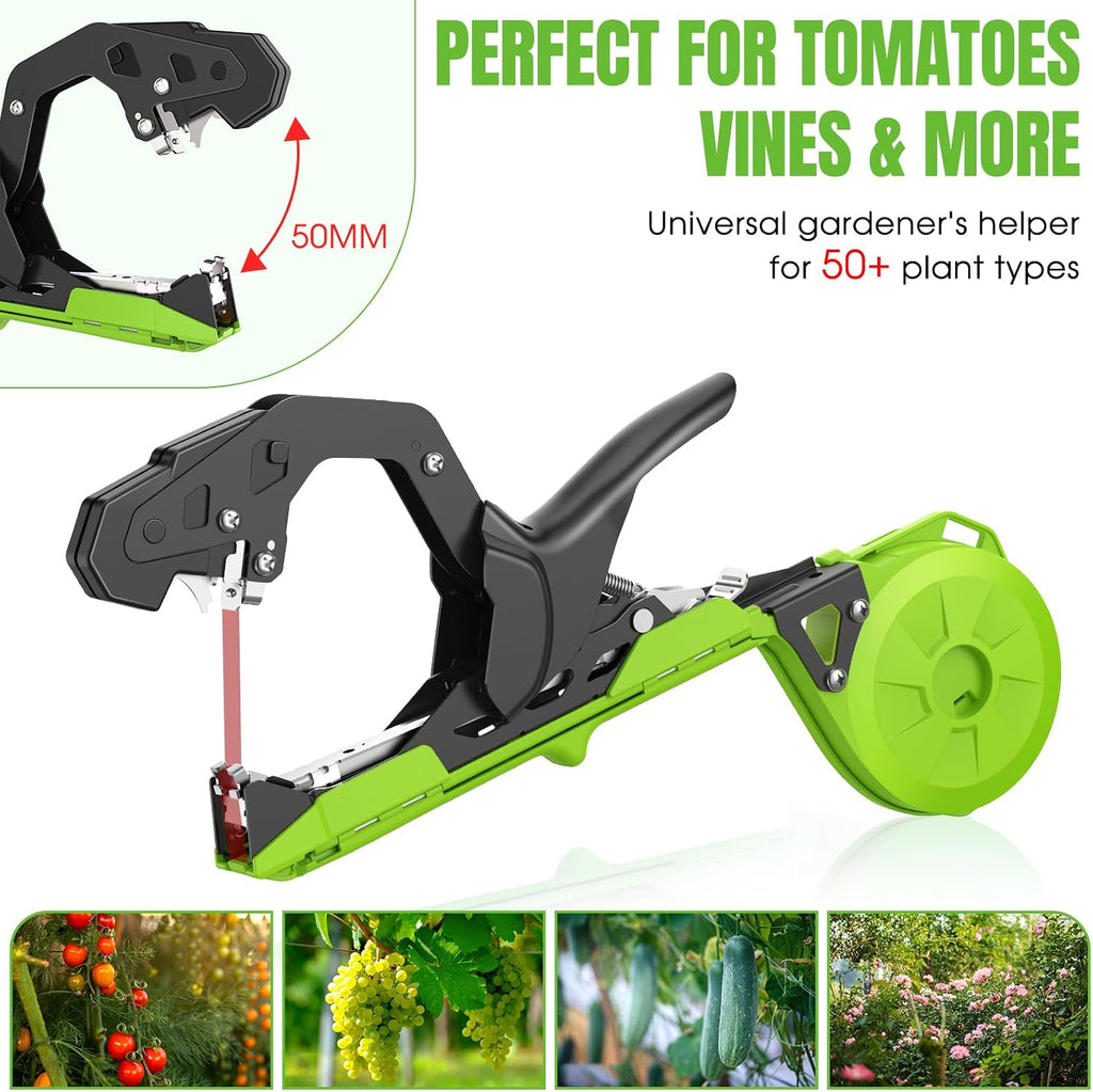 SWANSOFT Plant Tying Machine, Come with 10000pcs Staples 20 Rolls (Green) | Lightweight Plant Vine Tying Tape Machine