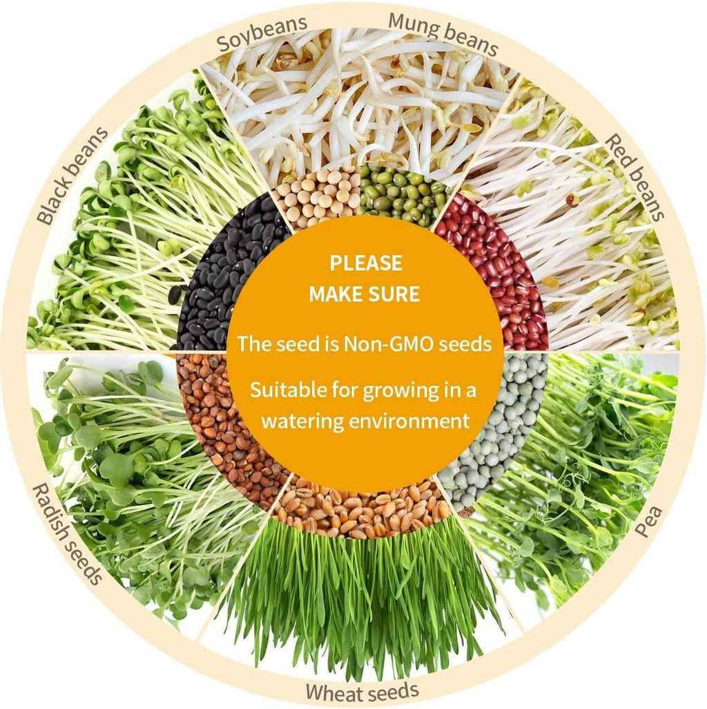 Bean Sprouts Machine, Seed Sprouter Kits, LED Display Time, Intelligent Automatic Bean Sprouts Maker, 3 Layers Function