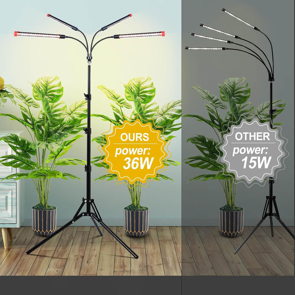 Grow Light with Stand and Timer 4,8,12,16,20 Hr, 36 Watt Standing Tall Plant Light for Bonsai Tree, Seed Starting