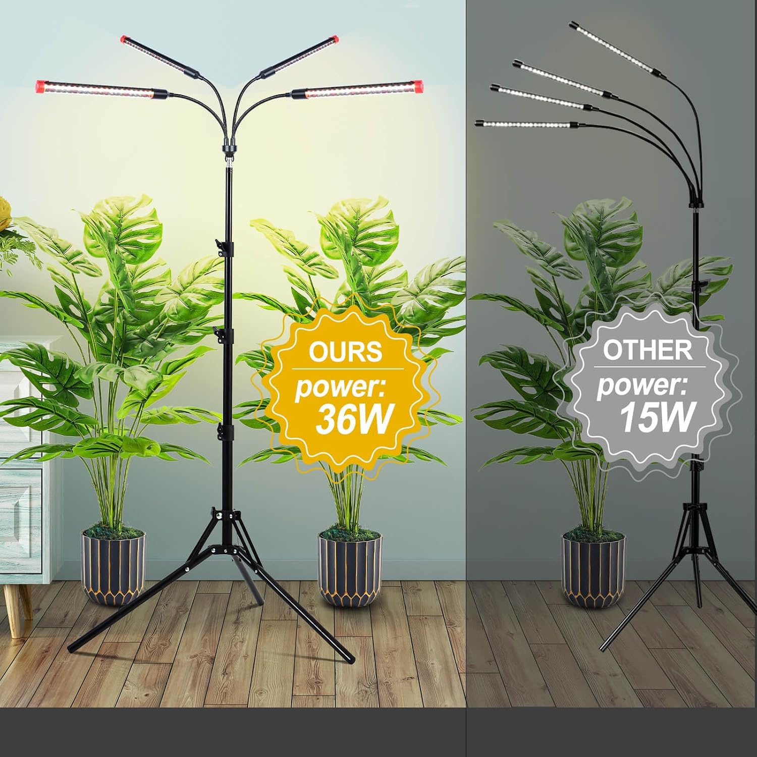 Grow Light with Stand and Timer 4,8,12,16,20 Hr, 36 Watt Standing Tall Plant Light for Bonsai Tree, Seed Starting