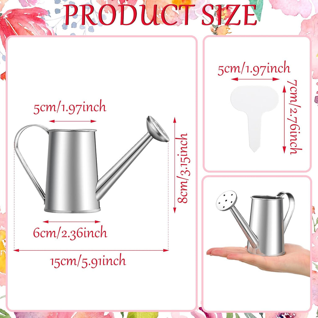 Reallnaive 6 Set Planter Watering Can Bulk DIY Flower Gardening Kit | Ready to Paint with Brushes, Metal Planters Ideal
