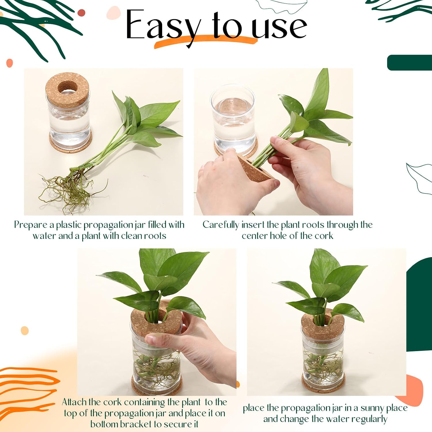 24 Packs Plastic Desktop Plant Terrariums Propagation Planter Tabletop Planting Vase with Lid and Cork Plant Coasters