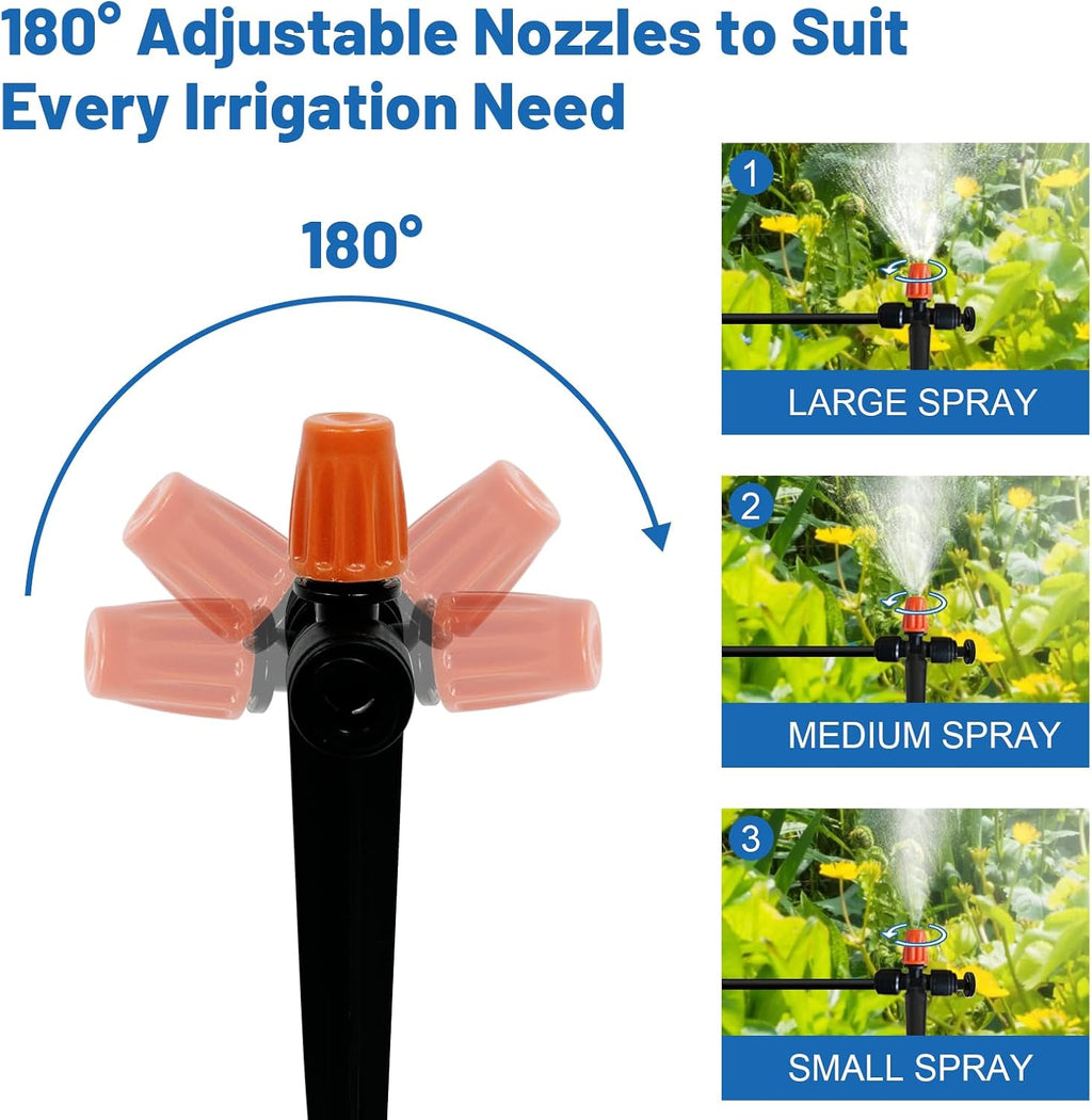 Misting Drip Irrigation System for Garden Watering,Raised Bed 60FT | Quick-Connect Micro Mist Kit for