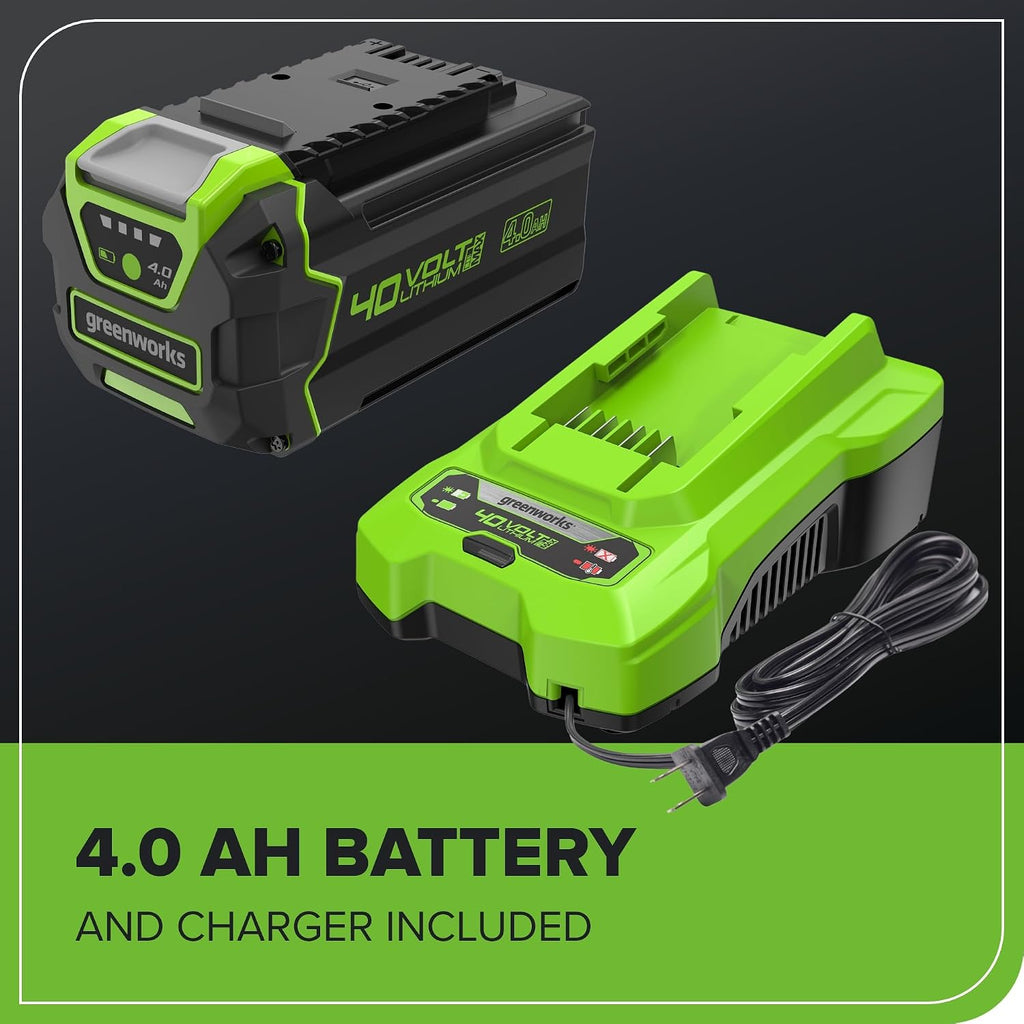 Greenworks 40V 14 in Push Lawn Mower, 4.0 Ah Battery and Charger