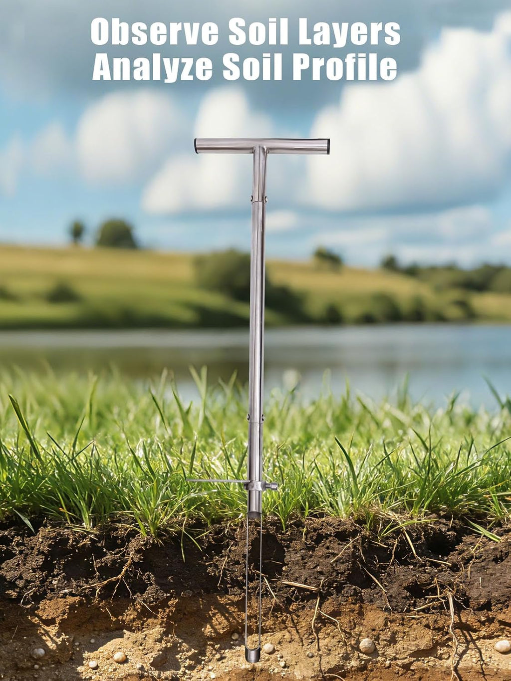 Soil Probe 36 Inches, Soil Sample Probe Stainless Steel, Soil Sampler Probes Rod for Soil Sampling, Soil Test Kit for