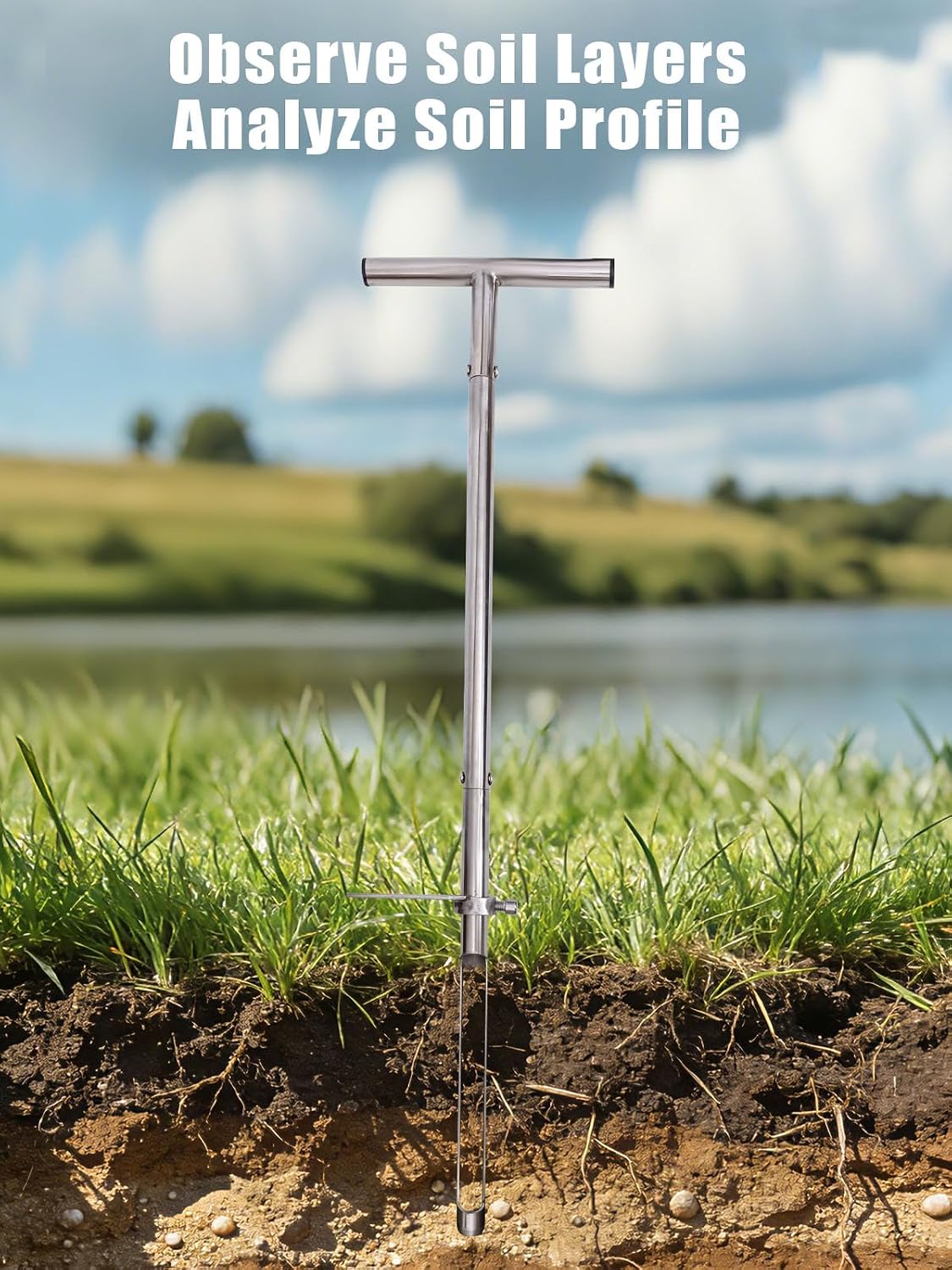 Soil Probe 36 Inches, Soil Sample Probe Stainless Steel, Soil Sampler Probes Rod for Soil Sampling, Soil Test Kit for