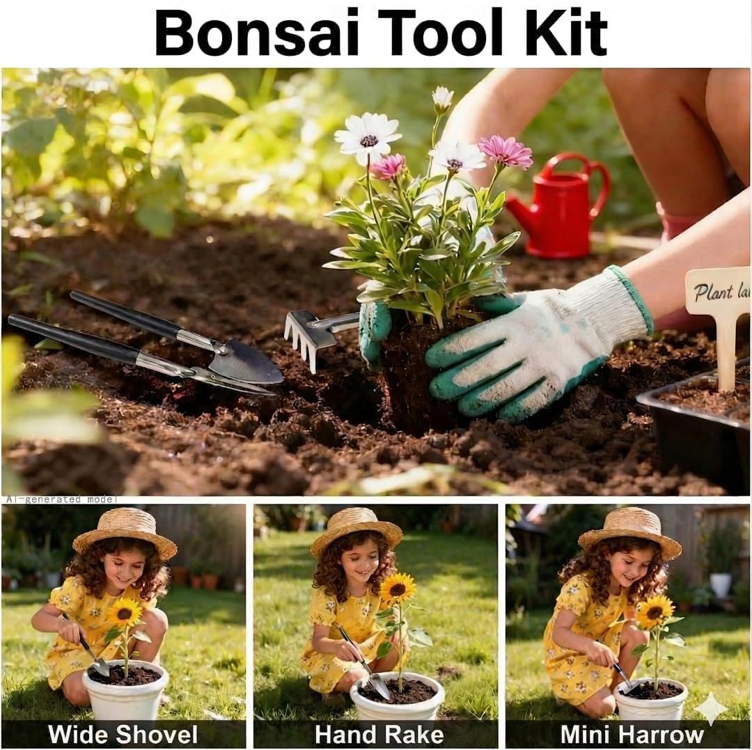 Bonsai Tools Set, 20-Piece Bonsai Tools Set with Waterproof Repotting Mat, Pruning Shears, Scissors & Training Wire