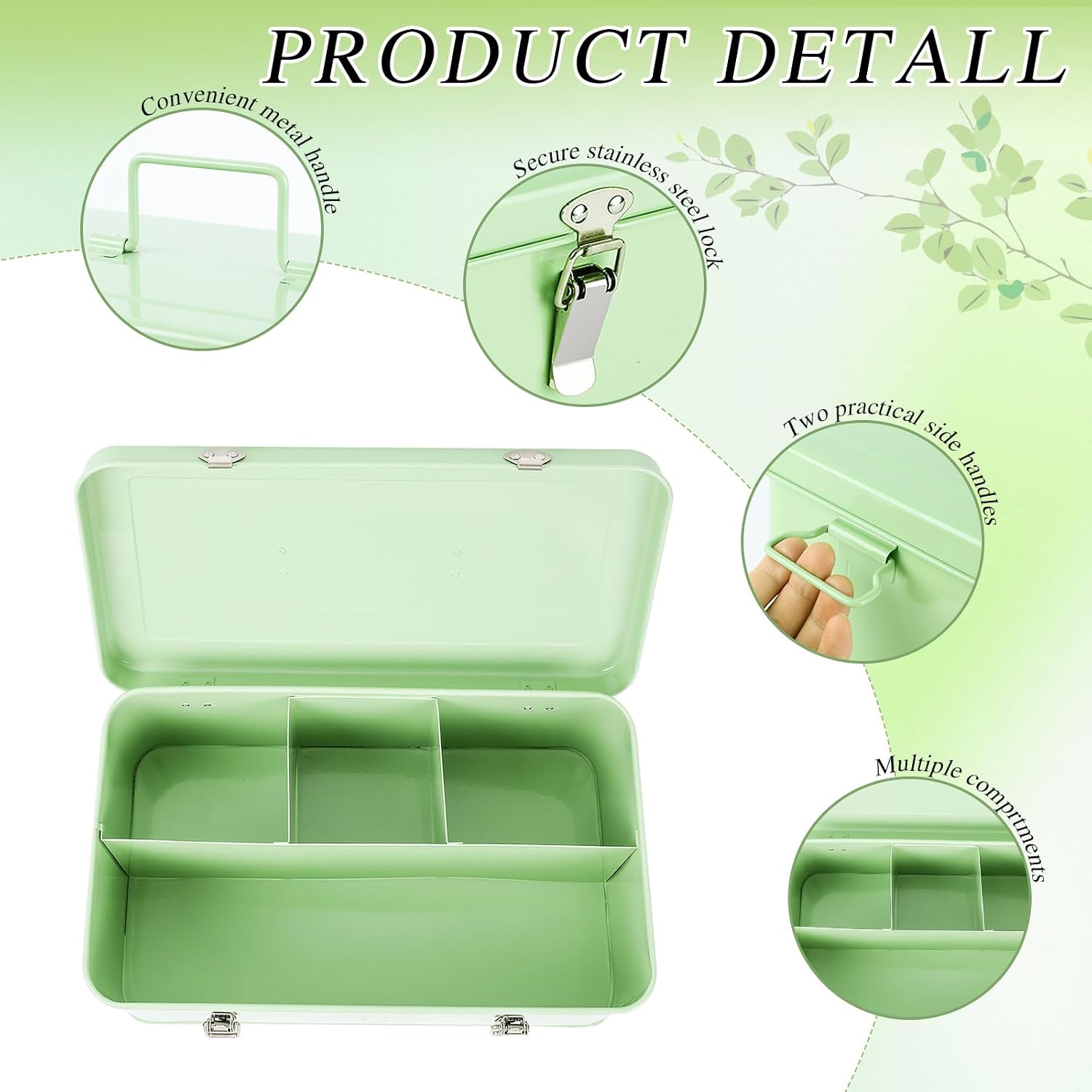 Seed Storage Box , Metal Seed Organizer Saving Box, Seeds Packet Container | with 4 Dividers,With 60 Slots 60 Seeds