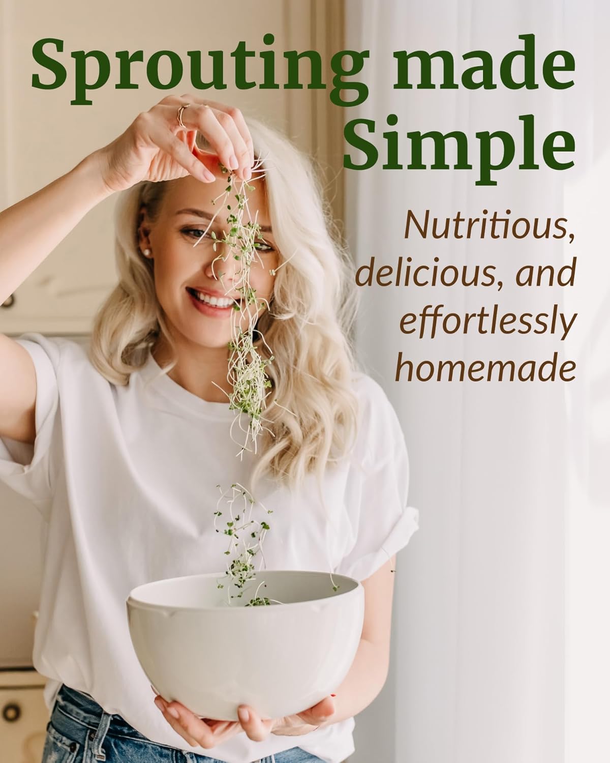 Elementi Sprouting Jar Kit - Set of 2 Wide Mouth Mason Jars with Sprout Lids & Stainless Steel Mesh Screen - Seed