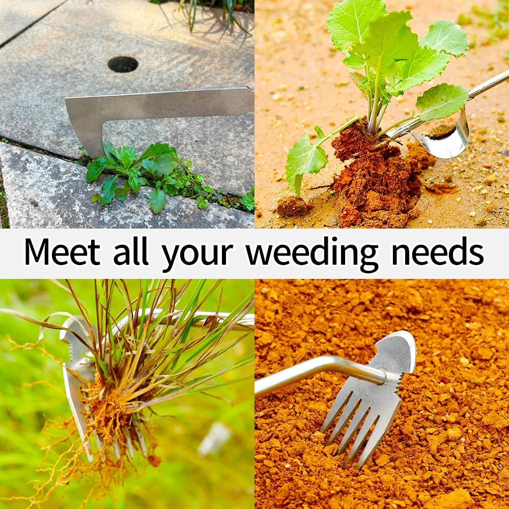 2026 Weed Puller Tool, 3 Pack New Garden Stainless Steel Weeder Tool Hand Weeder Tool,Multi-Purpose Weed Remover Tool