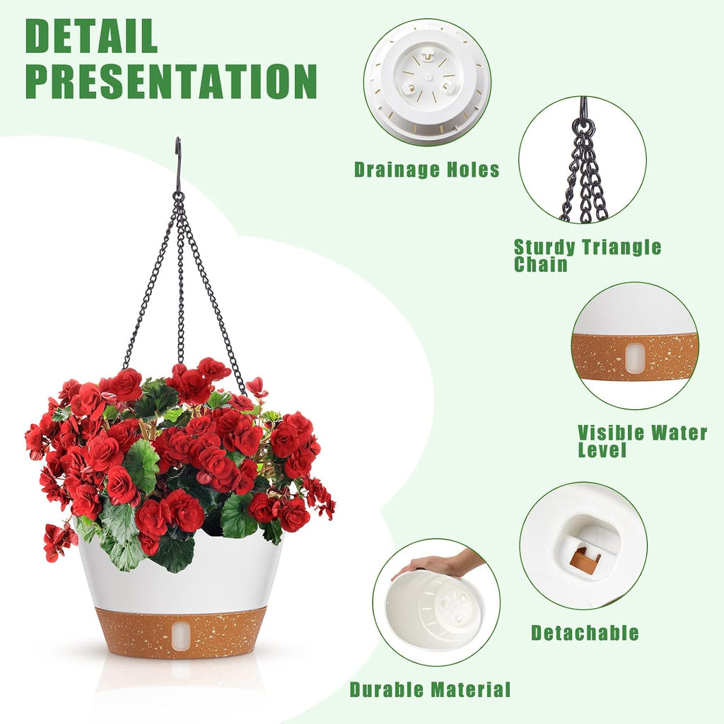 6 Pcs 8 Inch Hanging Planter for Indoor Plants Self Watering Hanging Pot Baskets with Drainage Hole Visible Water Level