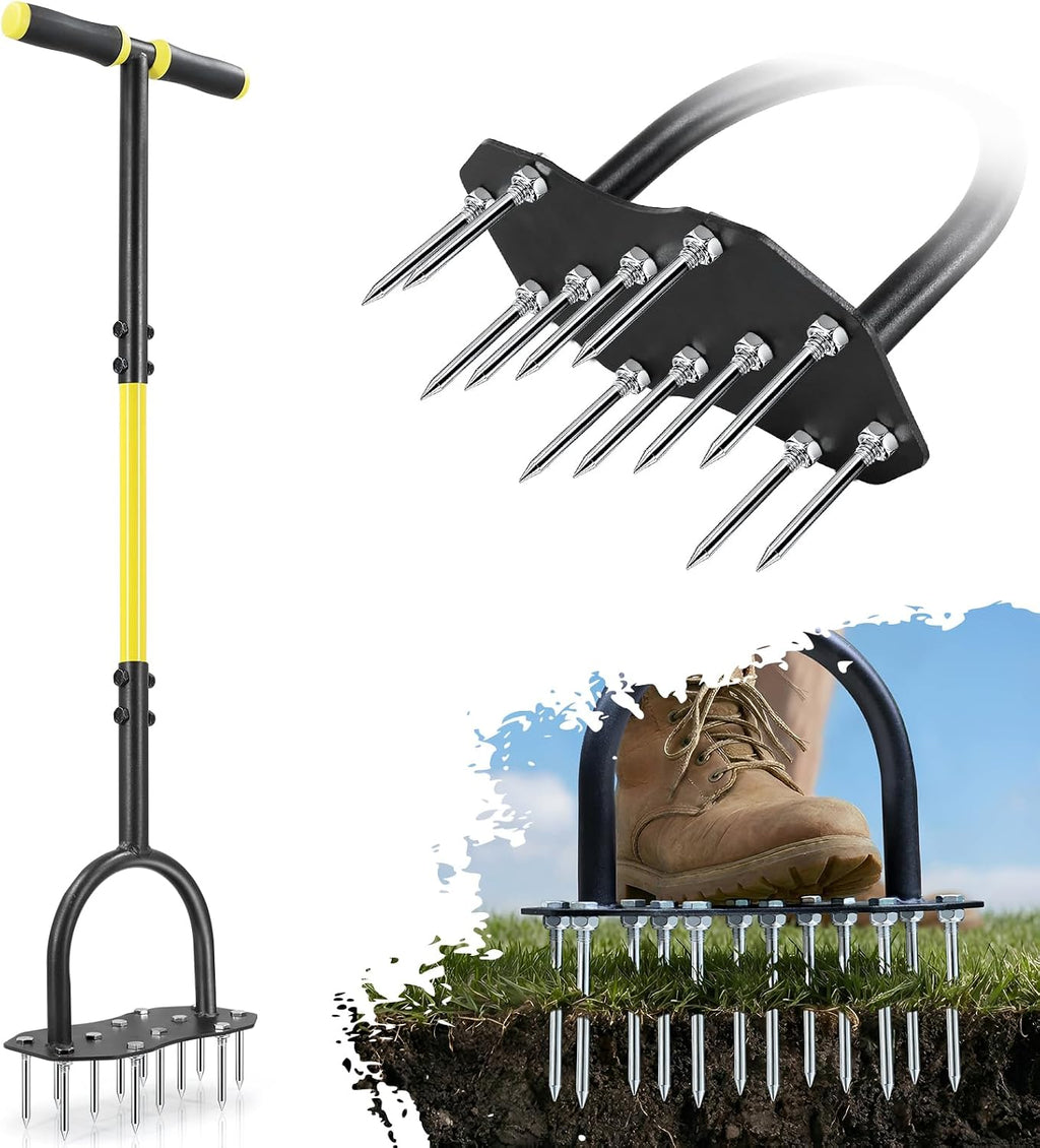 Lawn Aerator Tool, Updated 36" Spike Aerator Lawn Tool with Longer Spikes, Pre-Assembled Manual Grass Aerator for Lawn