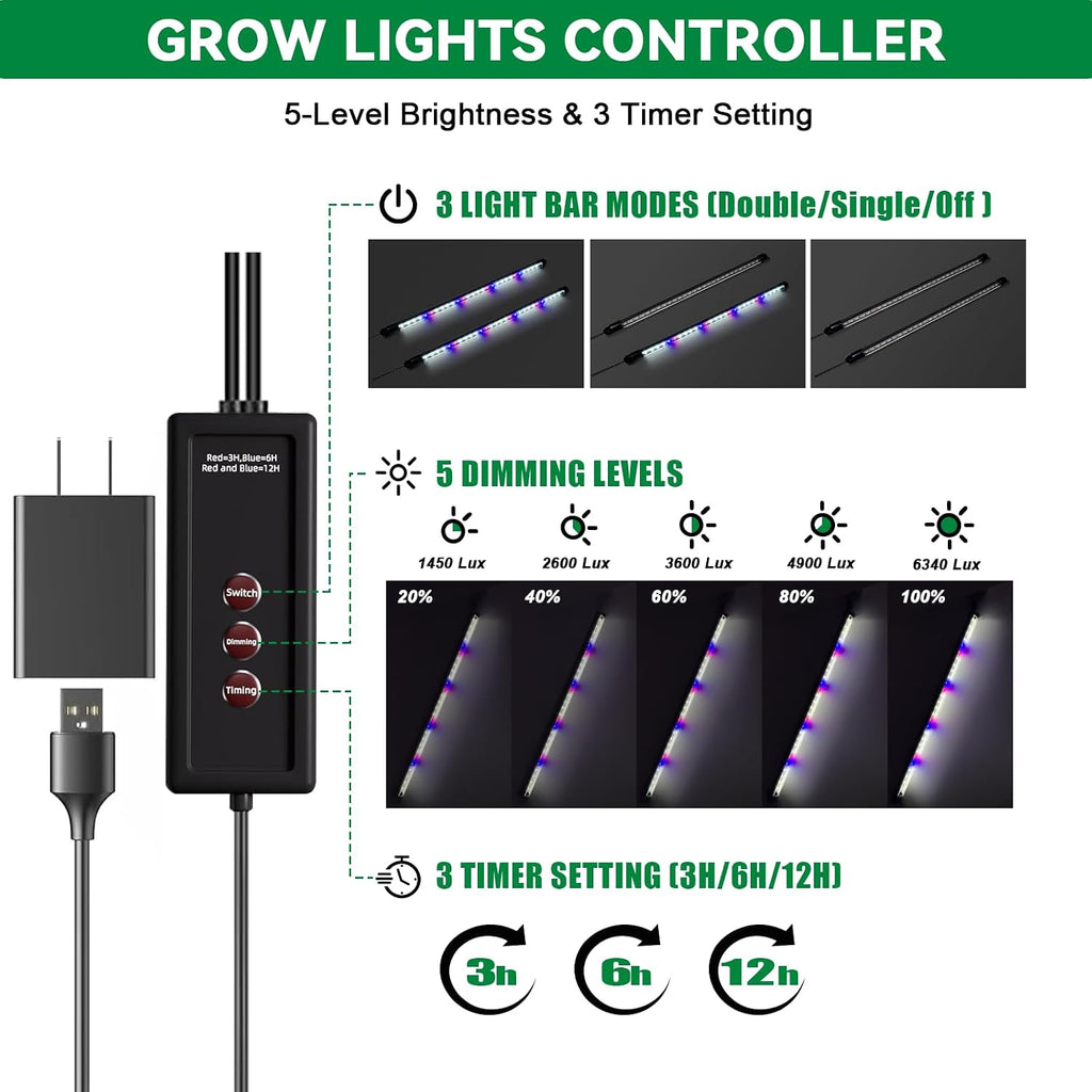 Seed Starter Tray with Grow Light,60-Cell Seedling Starter Kit with 4.07'' Humidity Dome,Plant Germination Trays for