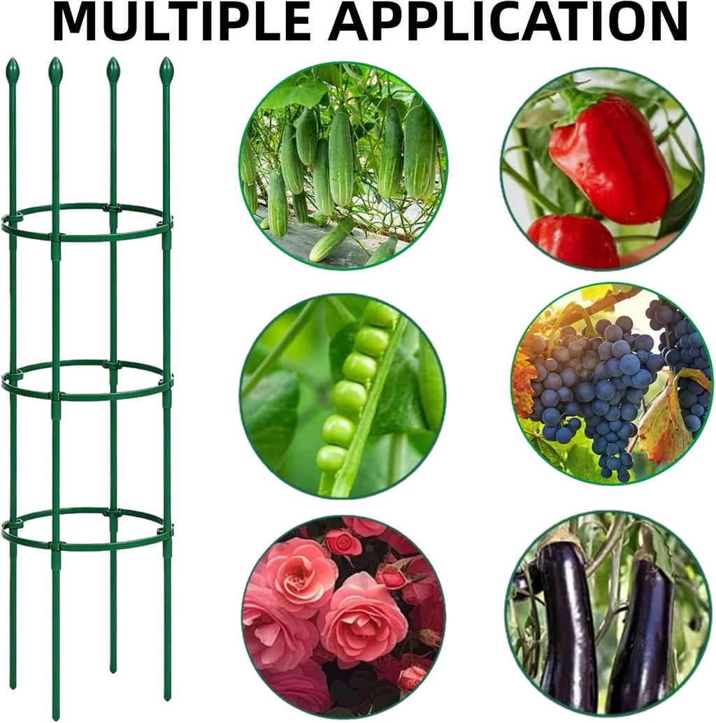 3 Pack Heavy Duty Tomato Cages for Garden, 59 Inch Tall Adjustable Metal Tomato Plant Support for Pots, Round Trellis