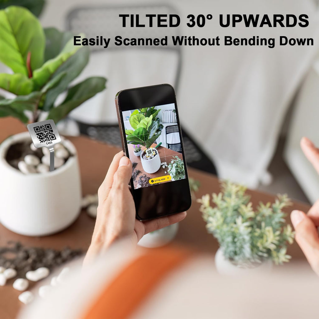 QR Plant Labels, Scan-to-Record Plant Care Tracker, 20 pcs | 304 Stainless Steel, Waterproof Garden Markers with
