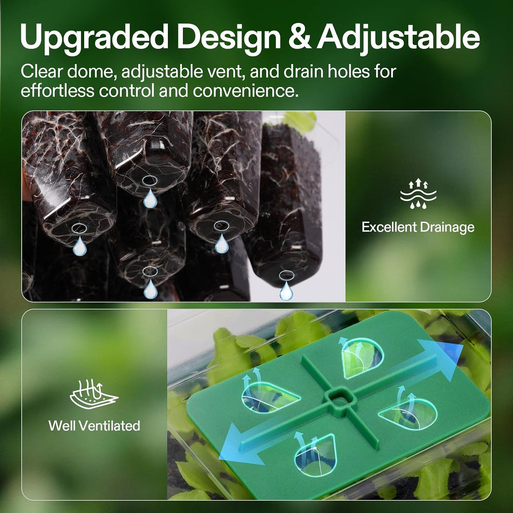VIVOSUN 6-Pack Seed Starter Trays & 10"x20.75" Seedling Heat Mat | Self-Adjusting Digital Display Temperature