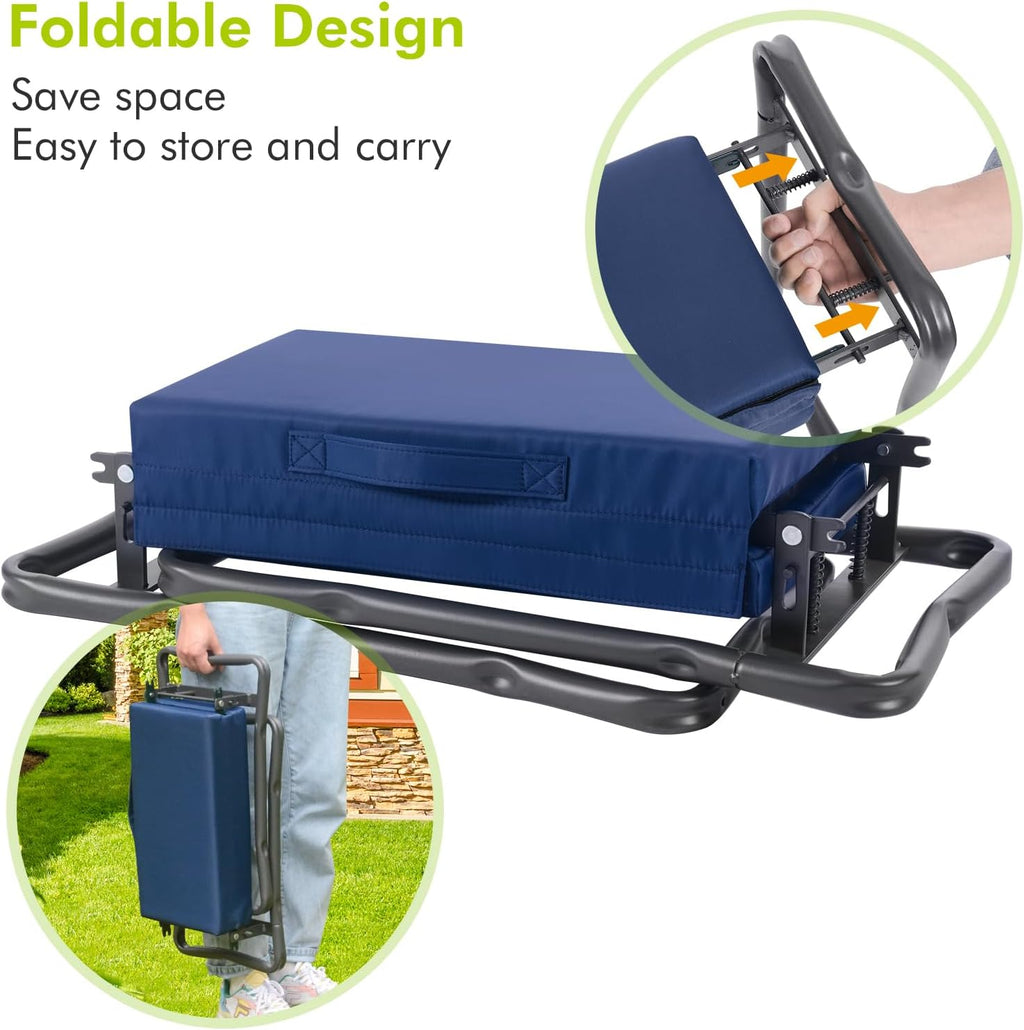ikkle Garden Kneeler and Seat Heavy Duty, 330lbs/150kg Support | Foldable Gardening Stool with Thicker & Wider Soft
