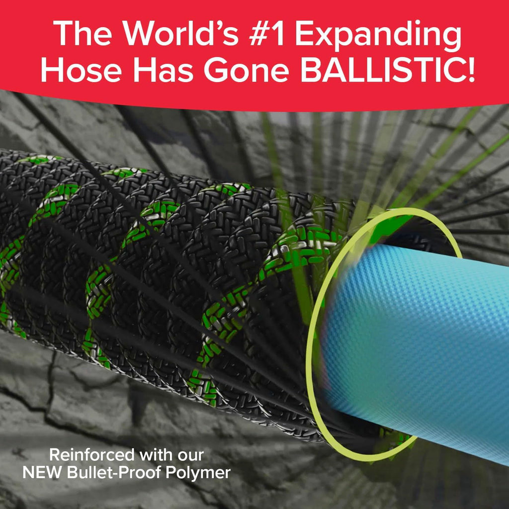 Pocket Hose Ballistic Double UV Edition 100 FT Expandable Garden Hose w/Pocket Pivot Swivel Connector, Anti-Burst