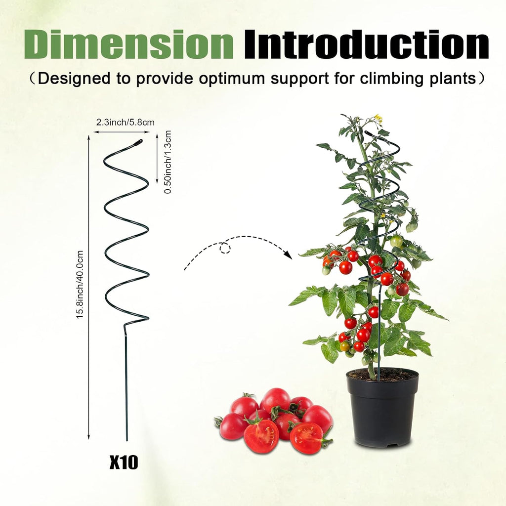 10 Pack Tomato Twist Stake, Spiral Tomato Stakes for Indoor Outdoor, Spiral Garden Stakes for Climbing Plants