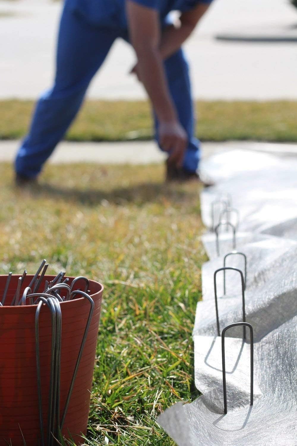 Ashman Garden Stakes, Galvanized Landscape Staples and Fence Stake Heavy Duty (1000 Count)