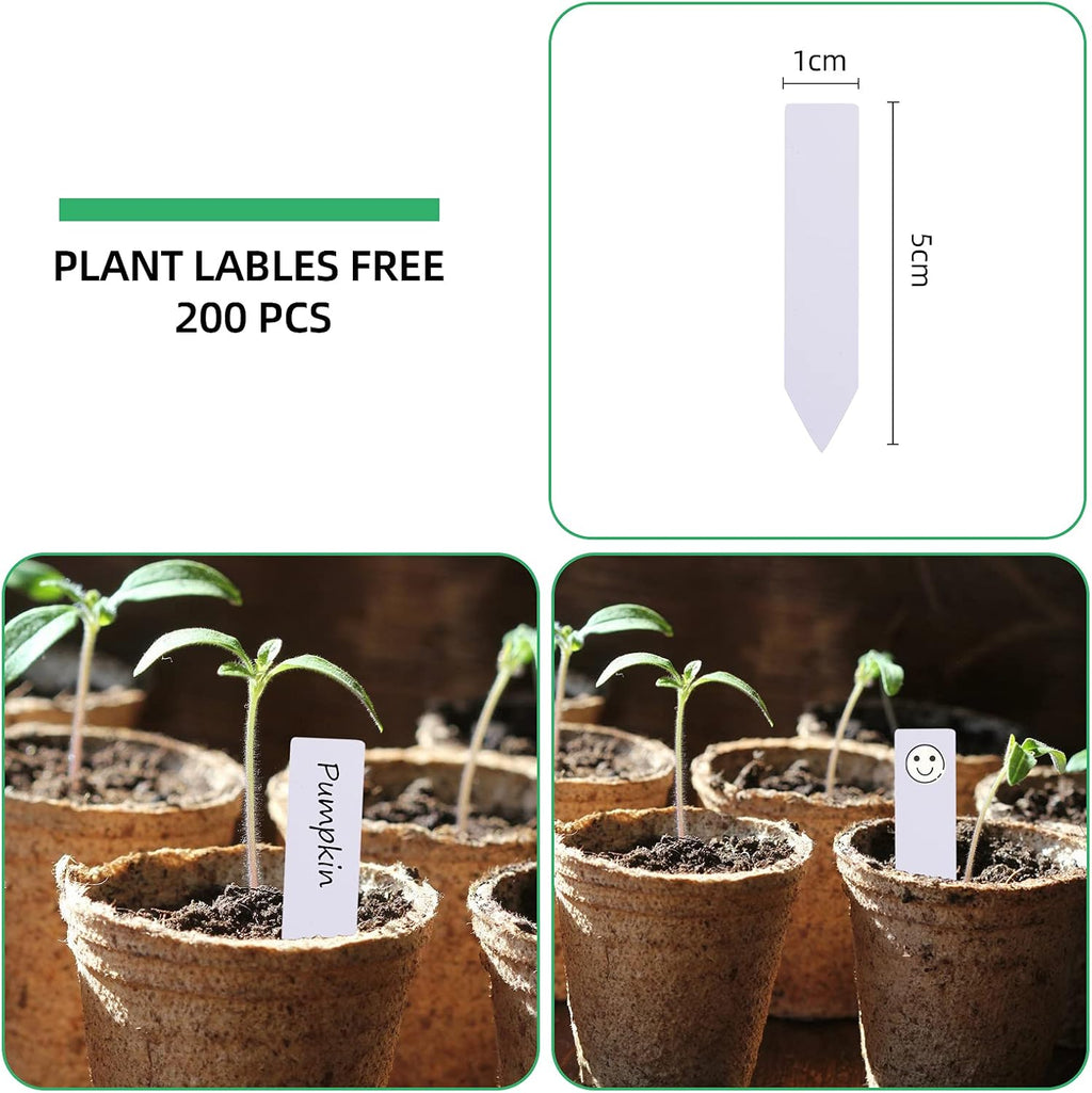 200-Pack 3.15 Inch Peat Pots for Seedling with 200 Pcs Plant Labels,Outdoor Garden Germination Nursery