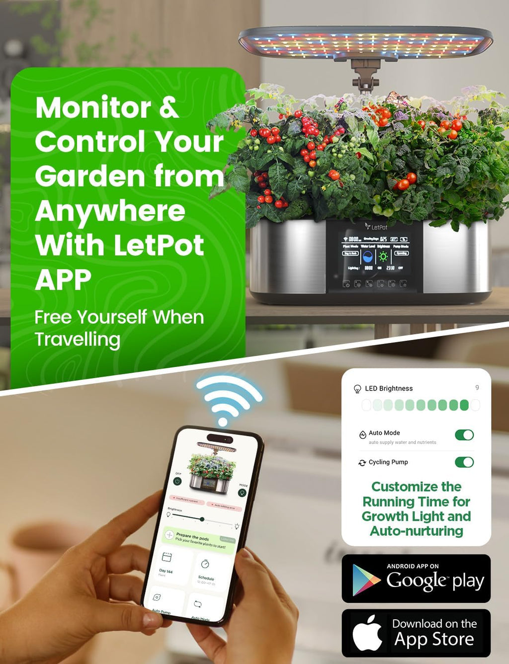 LetPot LPH-Max Hydroponics Growing System Kit, 21 Pods APP & WiFi Automatic Controlled Smart Indoor Garden with 36W LED
